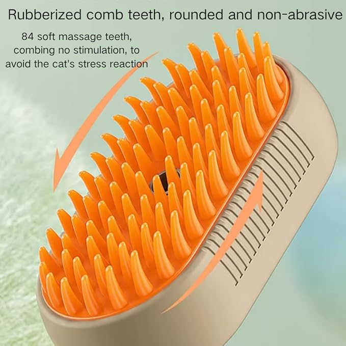 Cat Steam Brush,Rechargeable with Handle,Self-Cleaning Grooming Tool, for Cats and Dogs,3 In 1 Cat Steamy Brush, Multifunctional Hair Comb for Removing Tangled and Loose Hair (Beige)