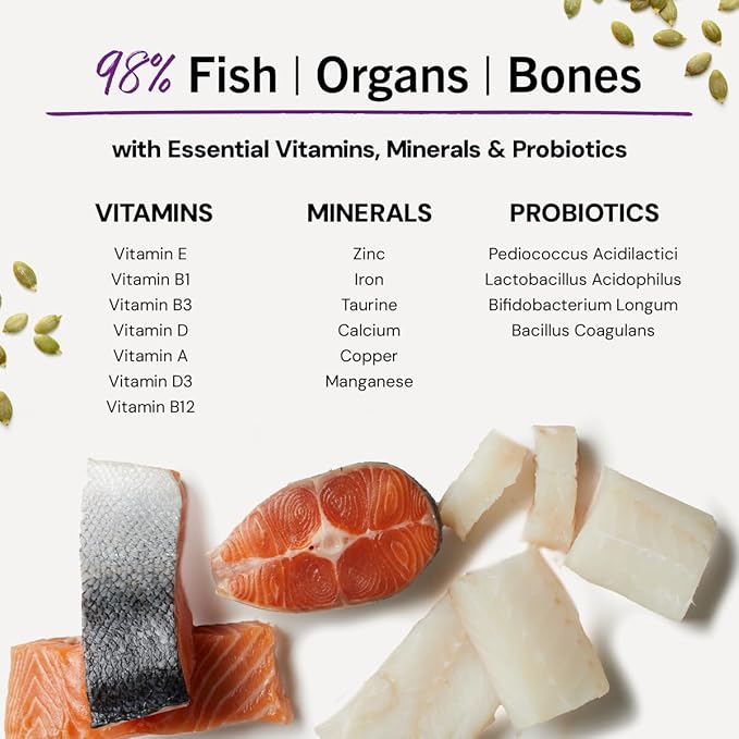 Stella & Chewy's Freeze-Dried Raw Cat Dinner Morsels - Premium Salmon & Cod Recipe with 98% Wild-Caught Fish & Organs - Natural Grain-Free Cat & Kitten Food - Made in USA - 8 oz