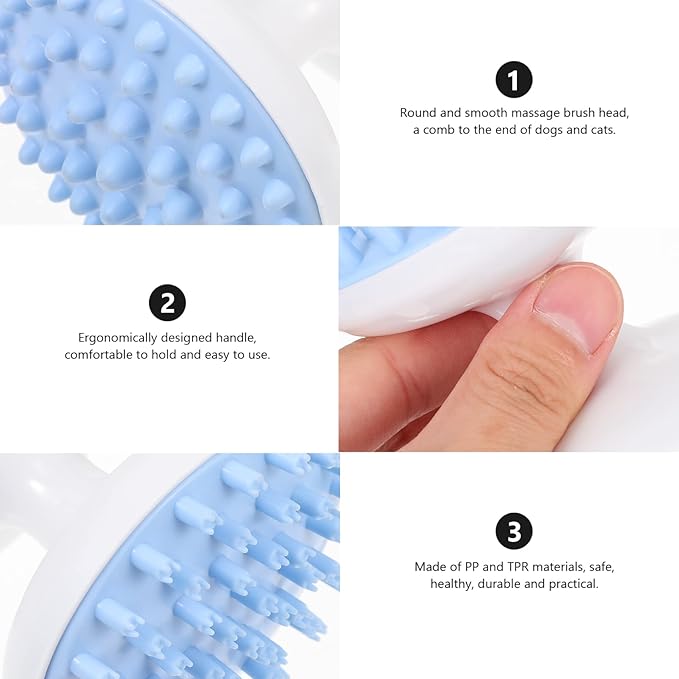 GALPADA Cat Massage Brush Multi-Use Grooming Comb Plastic PET Grooming Brush for Dogs and Cats Effective PET Hair Cleaner and Bathing Tool