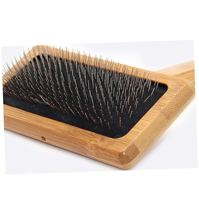 BESPORTBLE Needle Comb Bamboo Wood Pet Grooming Comb Ergonomic Handle Pet Hair Remover Lint Brush Dog Cat Grooming Tool