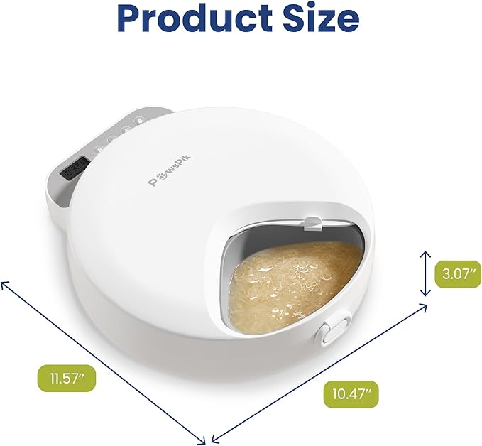 PawsPik Smart 4-Meal Automatic Pet Feeder – Programmable Timer for Wet & Dry Food, Cordless, with Ice Packs – Dog & Cat Feeder, White, 4-Cup Capacity