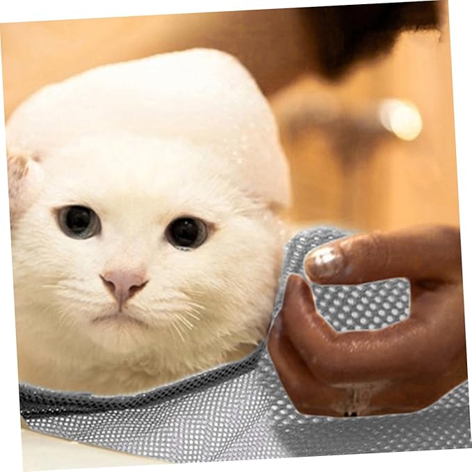 Multi-Function Mesh Bag for Cats Grooming Bathing Nail Trimming Pouch Breathable Pet Washing Bag for Cats and Kittens Grey