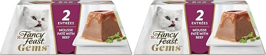 Fancy Feast Gems Pate Cat Food Mousse with Beef and a Halo of Savory Gravy Cat Food - 4 oz. Boxes,(Pack of 16)