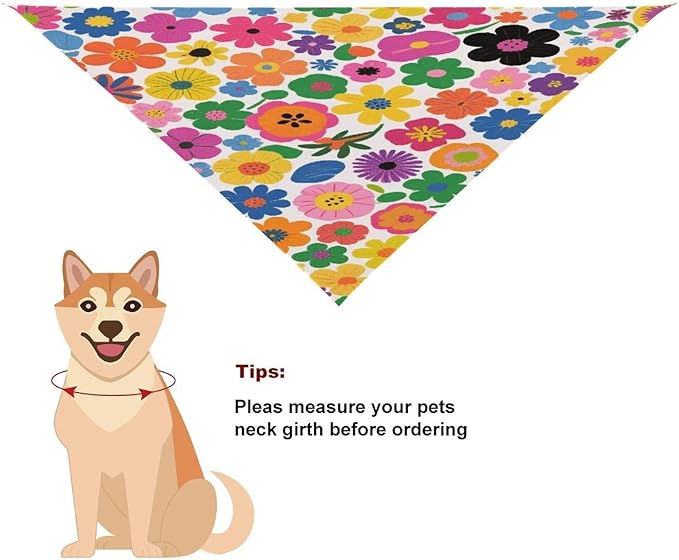 Dog Bandana Spring Pet Scarf Adjustable Triangle Floral Print Printing Dog Bib Washable Polyester Puppy Bandana for Small Medium Large Dogs Cat Birthday Party Supplies