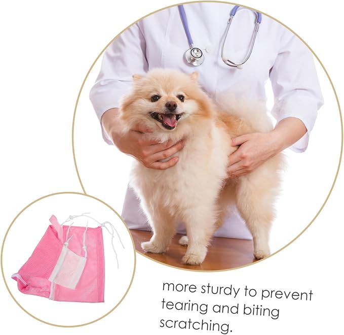Hemoton Multi-Function Pet Bathing Bag for Cats Mesh Cat Grooming Bag Pull Rope Buckle Easy Bathing Supplies