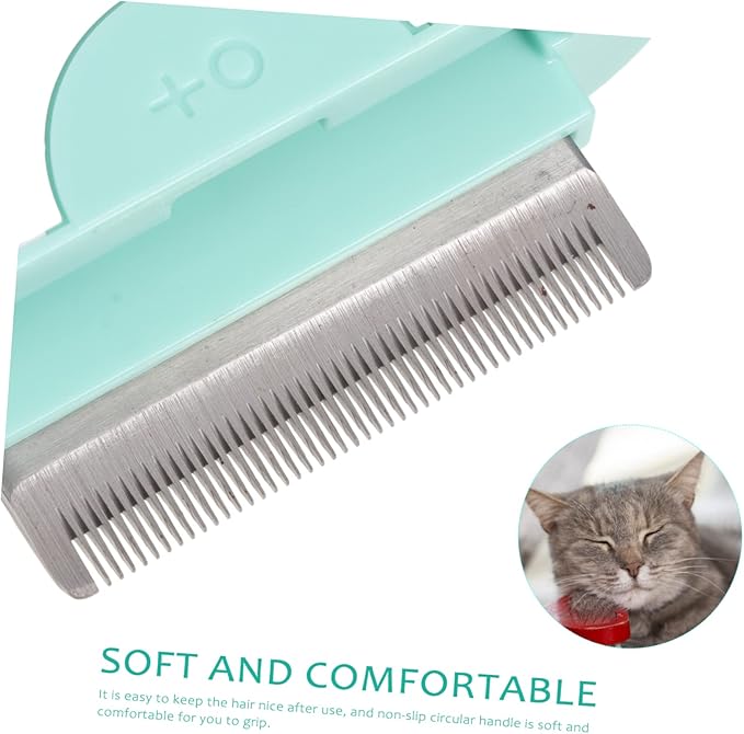 Cat Hair Comb Mint Green Pet Grooming Brush for Long and Hair Cats Gentle Shedding Removal Detangling Massage Tool Portable Lightweight Design