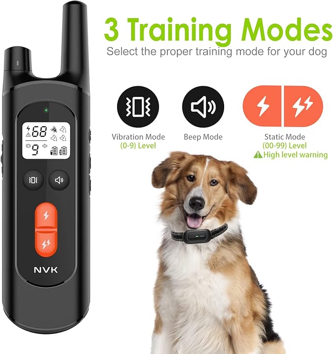 NVK Shock Collar for 2 Dogs, Dog Training Collar with Remote for Small Medium Large Dogs, Rechargeable Dog Shock Collar with Shock, Vibration, Beeps Modes, IPX7 Waterproof, Range up to 1600Ft