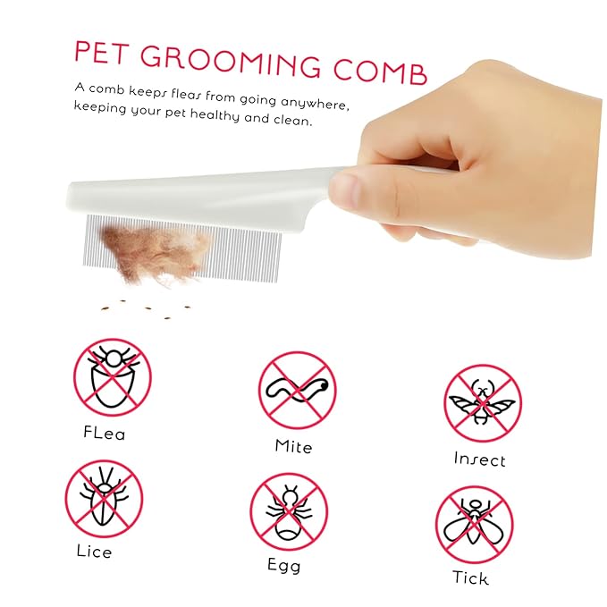Mipcase 3pcs Pet Groom Tool Kit Comb Dog Cat Hair Remover Pet Grooming Supplies Dematting Brush Stainless Steel