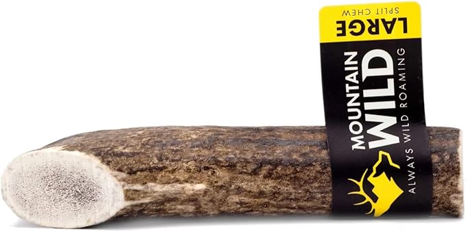 Split Antler Dog Chew, Mineral-Rich Antlers for Dogs, No Mess, No Odor, Long Lasting for Aggressive Chewers, for Medium and Large Dogs (Large)
