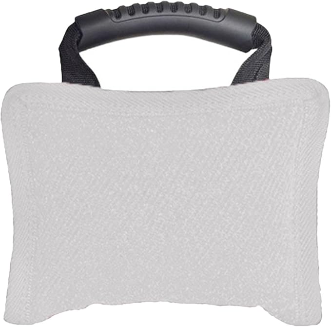 Baoblaze Dog Bite Pillow Tough Tug Toy Practical Portable Outdoor Pet Supplies for Small and Medium Sized Dogs Biting Pad with Handle, White