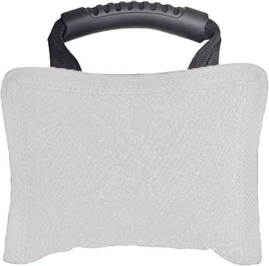 Baoblaze Dog Bite Pillow Tough Tug Toy Practical Portable Outdoor Pet Supplies for Small and Medium Sized Dogs Biting Pad with Handle, White
