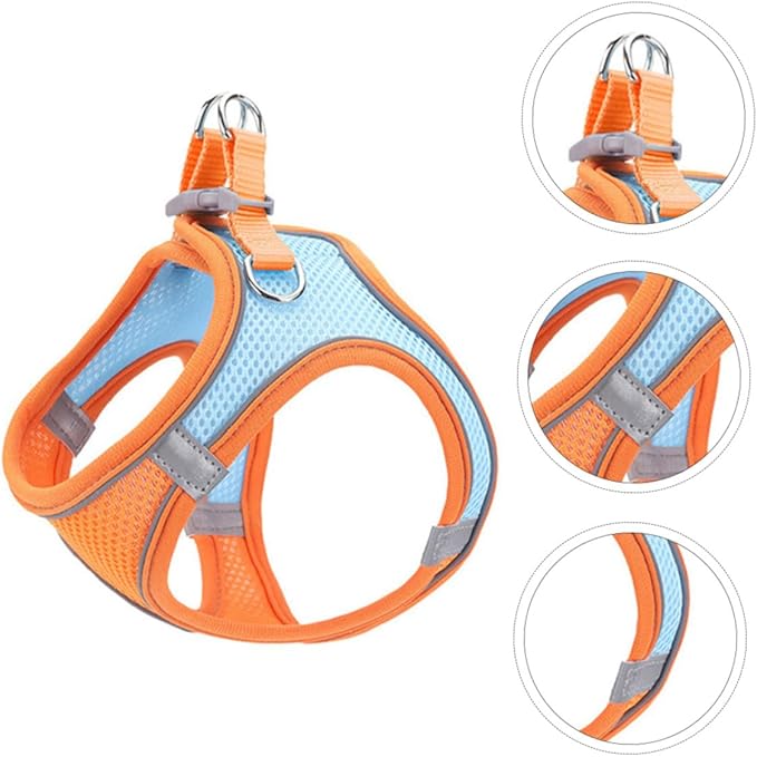 Pet Dog Vest Harness with Reflective Stripes Breathable Mesh Medium Size for Walking Puppies and Cats, Adjustable Chest Strap Leash Pet Supply