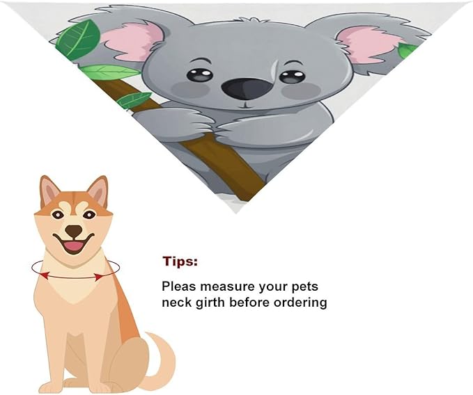 Dog Bandana Spring Pet Scarf Adjustable Triangle Green Leaf Koala Printing Dog Bib Washable Polyester Puppy Bandana for Small Medium Large Dogs Cat Birthday Party Supplies