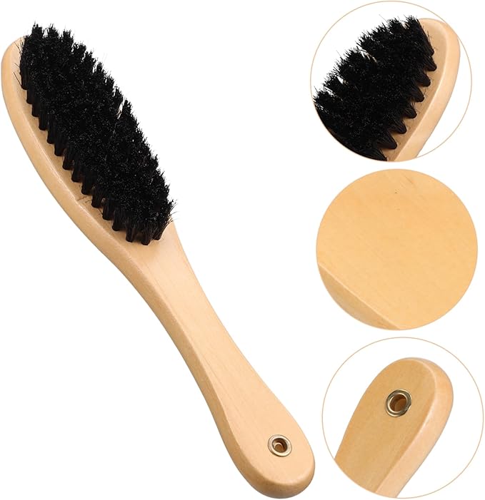 Cat Grooming Brush Boar Bristles Shoe Garment Brush Wood Handle Lint Remover Efficient