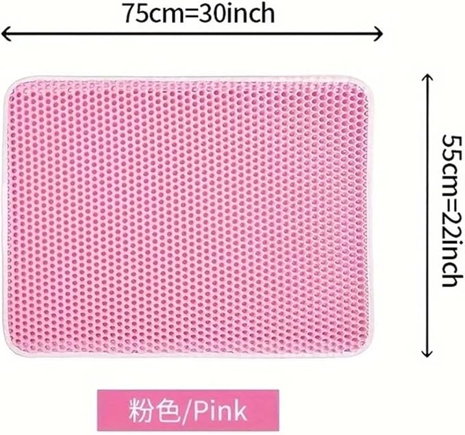 1Pc Large Size Cat Litter Honeycomb Double Layer Design,Urine Waterproof,Easy Cleaning,Scatter Control,Stay Clean(Black,L-60X90cm)