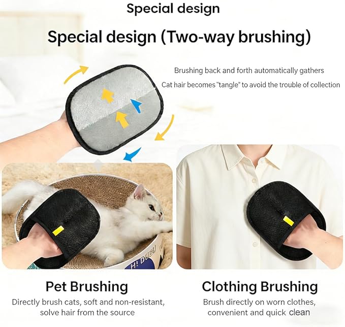 Pet Hair Removal Gloves, Pet Hair Remover Electrostatic Gloves, Reusable Static Grooming Mitt for Dogs & Cats On Couch, Carpet, Car Seats (1Pc-B)