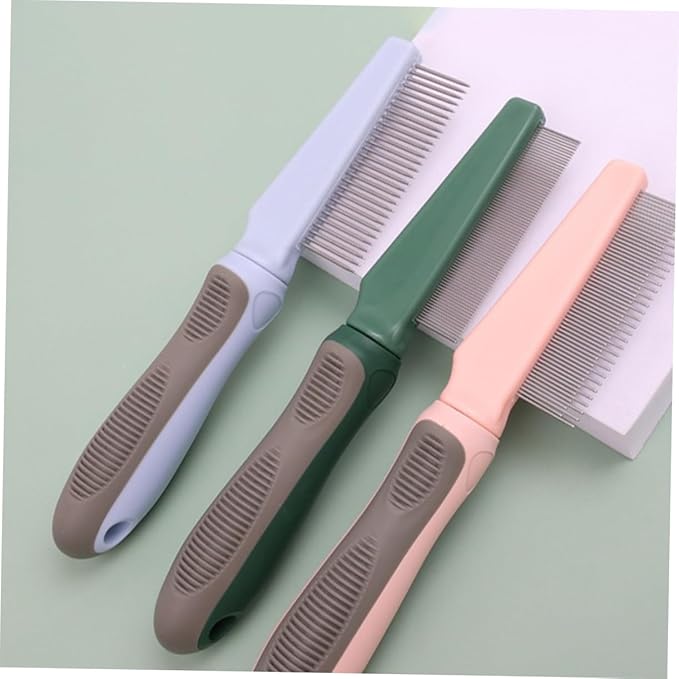 Ergonomic Dog Grooming Comb Fine Teeth Cat Comb for Matted Fur Removal Pet Grooming Supplies and Metal Materials Fine Teeth
