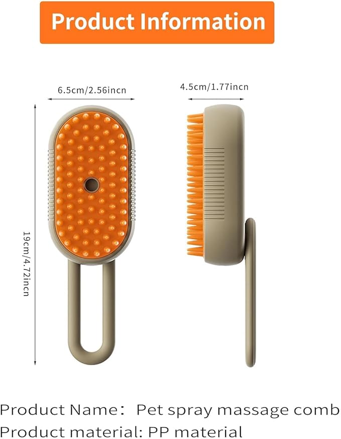 Cat Hair Steam Brush for Shedding，Cloud Care Cat Brush, 2024 Best Cat Steam Brush, Pet Steam Brush, 3-in-1 Self-Cleaning Cat Brush with 360° Rotating Arm, Detachable Silicone Bristle Head (White)