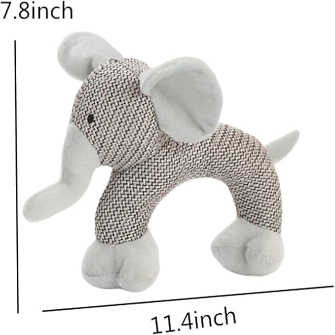 Linen Safari Companions, Squeaky Dog Chew Animals, Strudy Linen Fabric, Relieve Boredom and Anxiety in Dogs (Elephant +Sheep)