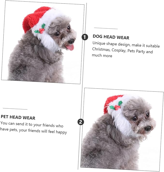 SHINEOFI Christmas Pet Headwear Ribbon Collar, Small Size Festive Dog Neck Accessory, Soft Fabric Christmas Pet Hat for Holiday Dress-up and Party Supplies