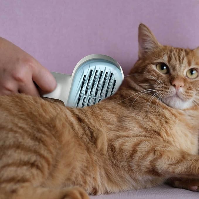Cat Grooming Brush | Self Cleaning Slicker Tool for Dogs Cats - Comb Removes Loose Undercoat Mats Tangles Hair, Massage Pin Design Improves Circulation | for Home Salon Daily Care