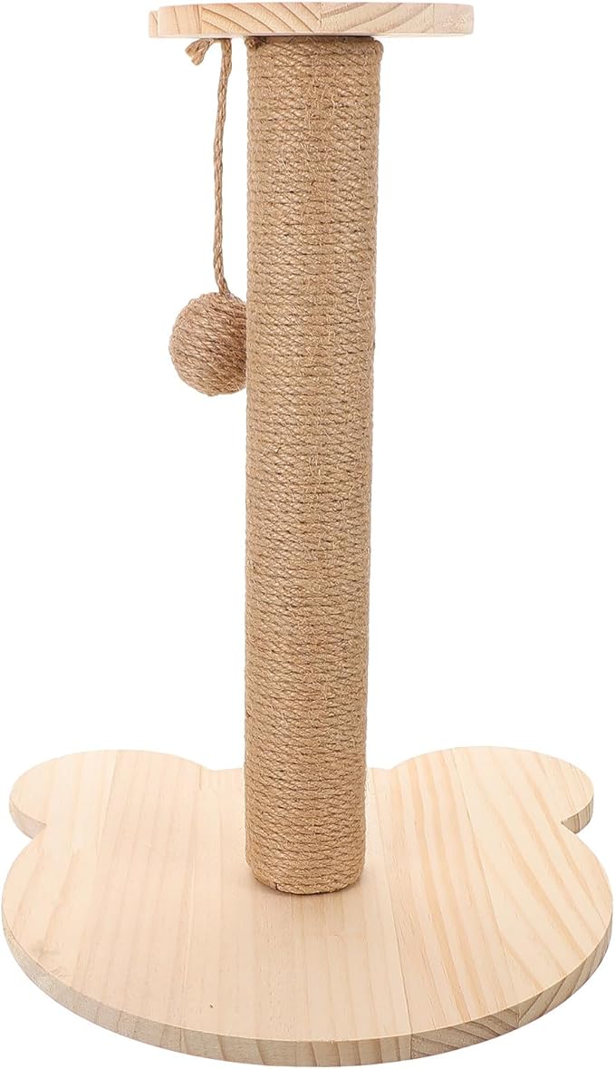 Happyyami Cat Scratching Post Indoor Vertical Kitten Scratcher with Natural Sisal Rope Sturdy Wood Climbing Tower for Cats Indoor Play and Exercise