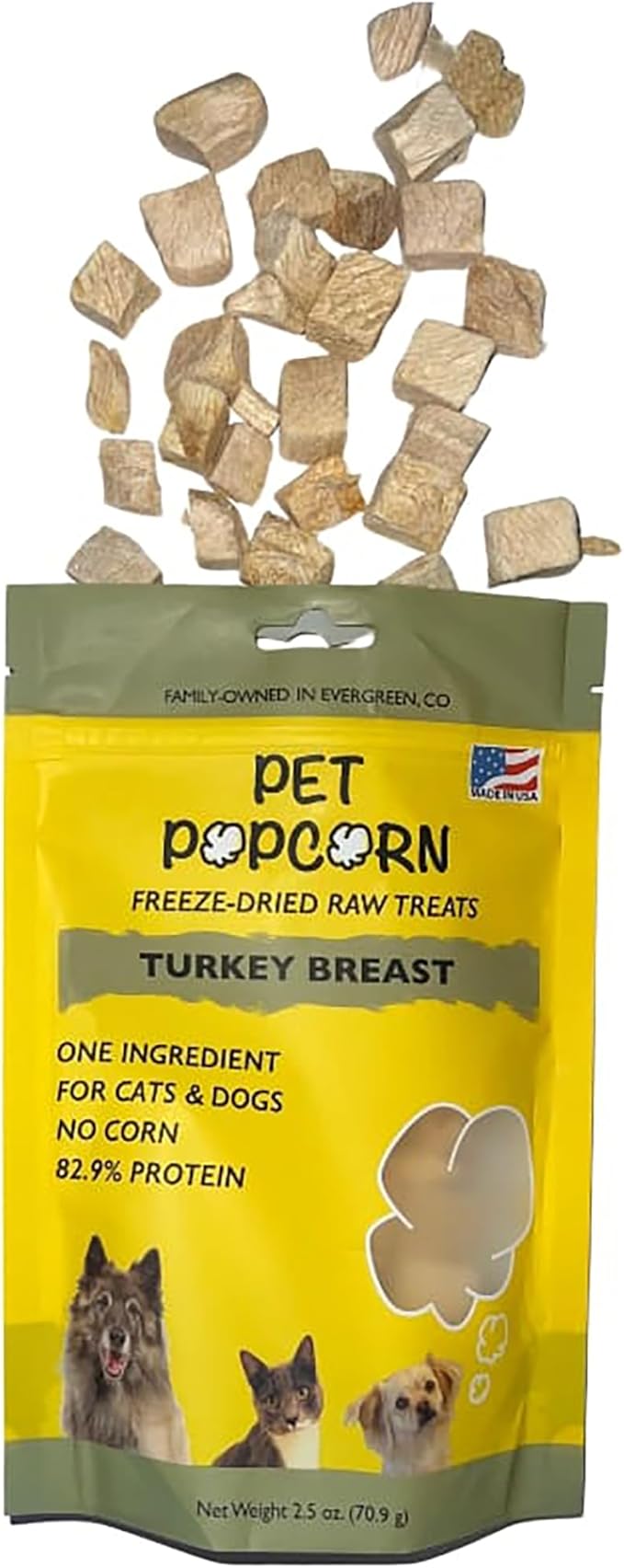 Freeze-Dried Raw Treats - Turkey Breast - 2.5oz Bag, Dog & Cat Snacks, Single Ingredient, Natural, Pet Food Topper, Protein‑Packed Meat (Pack of 2)