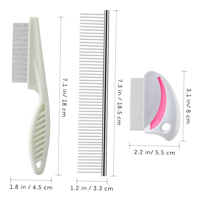 Hemoton 3pcs Stainless Pet Grooming Comb Kit Combs for Cats Dogs Dematting Tools Safe for Skin Easy to Clean