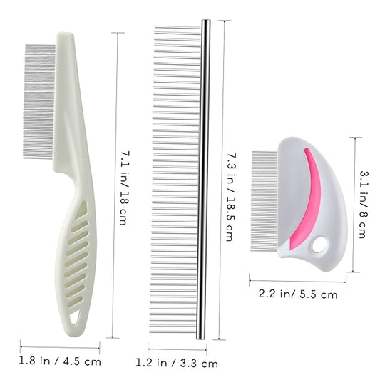 Hemoton 3pcs Stainless Pet Grooming Comb Kit Combs for Cats Dogs Dematting Tools Safe for Skin Easy to Clean