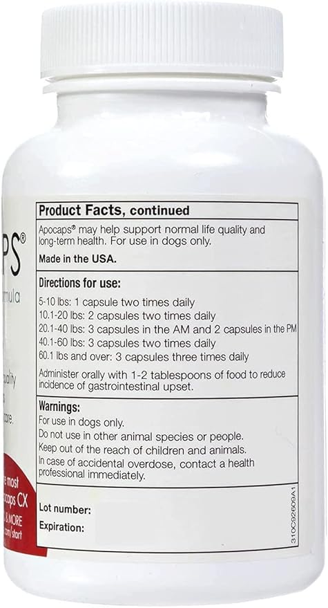 Apocaps CX Apoptogen Formula for Dogs (90 Capsules) - Supports Normal Levels of Apoptosis + Human Grade Ingredients Including Citrus Bioflavonoids, Silymarin, Curcumin and Turmeric + Biovadex
