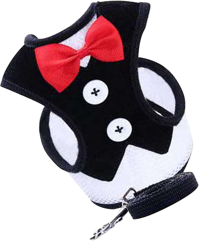 Dog Harness Leash, Breathable Fabric Bow Tie Harness Set, Colorful Sturdy, for Medium Large Dogs Walking Pet Supplies (L)