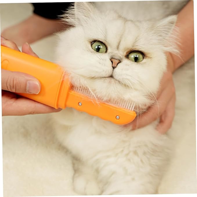 Cabilock Pet Comb for Cats and Dogs, Orange Fine-tooth Dematting Hair Removal Comb, Effective Shedding and Detangling Tool for Small and Medium Pets Grooming