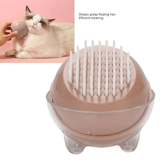 Pet Massage Brush, Comfortable Grip and Efficient Design Gentle Remove Loose Hair Pet Grooming Cleanup Comb for Short Haired Dogs and Cats(Gray) (Rose)