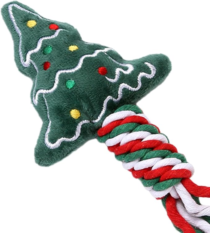 Dog Rope Toy Christmas Dog Toy Lightweight Pet Supplies for Aggressive ers Dog Toy for Playing Training Xmas Gifts, Christmas Tree
