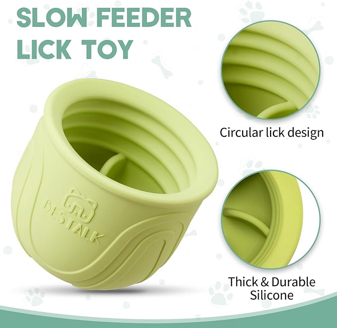Interactive Dog Toy, 2-in-1 Long-Lasting Treat Dispenser Dog Puzzle Feeder Toys, Stuffable Enrichment Freeze Lick Bowl for Boredom, Reduces Anxiety Silicone Fetch Catch Chew Toy