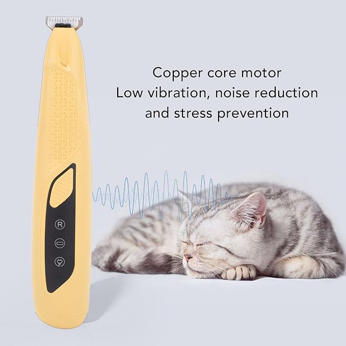 Pssopp Electric Cat Grooming Clippers, Electric Clippers Proof Body High Brightness LED Light Rechargeable Dog Trimmer for Small Area Hair Cat Grooming, (Yellow)