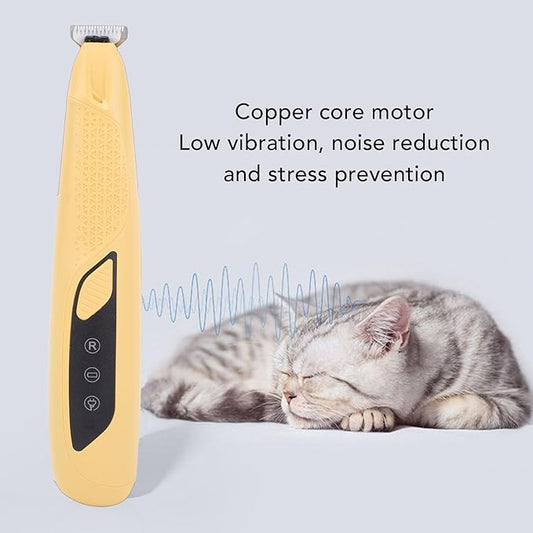 Pssopp Electric Cat Grooming Clippers, Electric Clippers Proof Body High Brightness LED Light Rechargeable Dog Trimmer for Small Area Hair Cat Grooming, (Yellow)