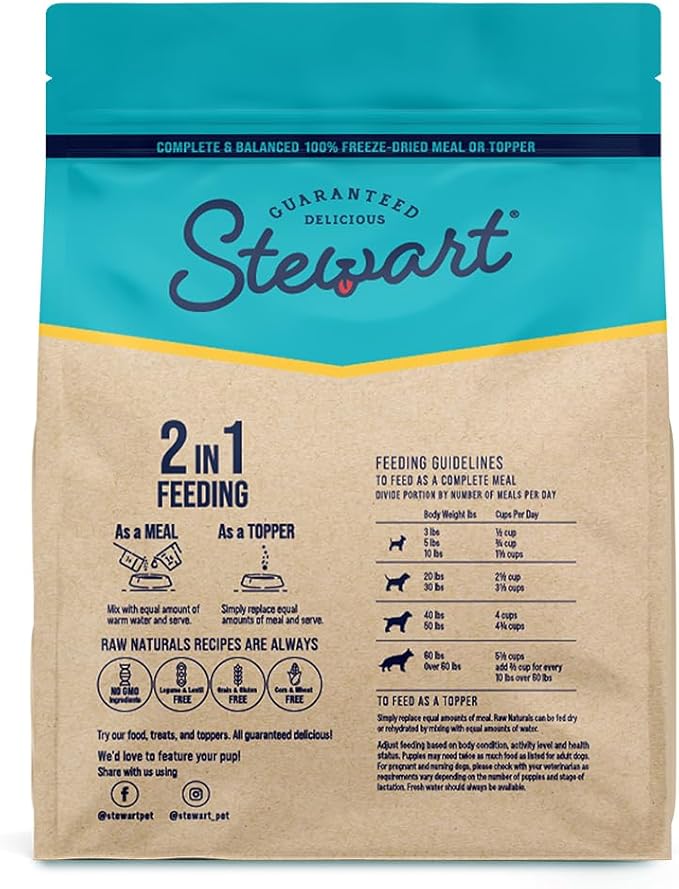 Stewart Raw Naturals Freeze Dried Raw Dog Food or Meal Topper, Chicken & Vegetables Recipe, 32 Ounce Bag, Complete and Balanced Nutrition