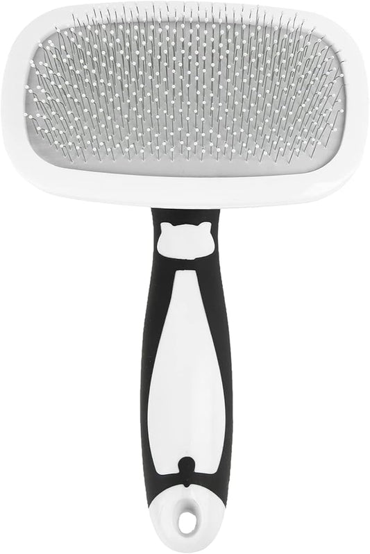 Brrnoo Self Cleaning Hair Brush, Dog Brush for Shedding Pet Grooming with Stainless Steel Needle 360 Degree Rotatable Cat Slicker Comb Cat for Kitten Massage Removes Loose Fur (White)