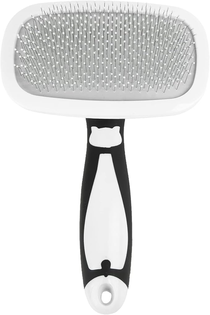 Brrnoo Self Cleaning Hair Brush, Dog Brush for Shedding Pet Grooming with Stainless Steel Needle 360 Degree Rotatable Cat Slicker Comb Cat for Kitten Massage Removes Loose Fur (White)