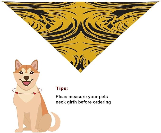 Dog Bandana Spring Pet Scarf Adjustable Triangle Mustard Yellow and Black Printing Dog Bib Washable Polyester Puppy Bandana for Small Medium Large Dogs Cat Birthday Party Supplies