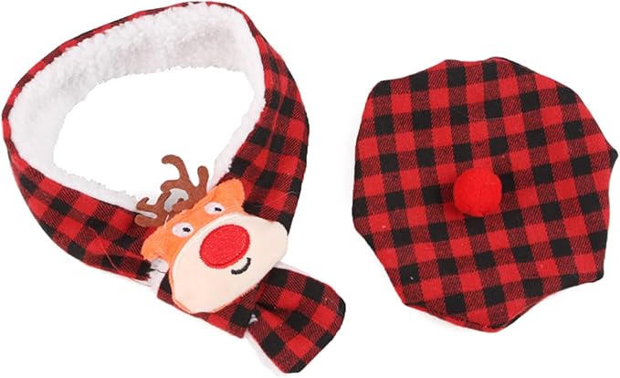Christmas Pet Costume Dog Cats Reindeer Hat Headwear Birthday Supply Dog Paids Scarf Small Funny