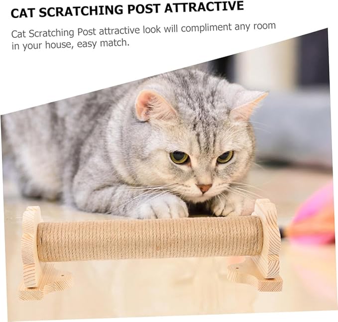 Yardwe Sisal Cat Scratching Post Floor Scratching Pole with Solid Wood Core 40cm Vertical Indoor Cat Cage Scratcher for Kittens