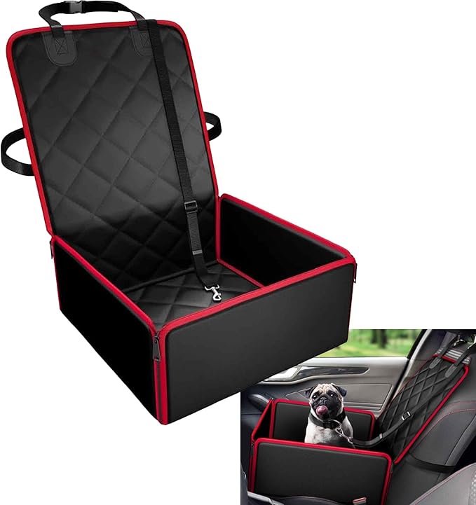 Front Seat Pet Mat for VW T5 Long 2003-2015, Foldable Portable Dog Carrier Travel Basket Cat Puppy Kitten Cushion Protective Pad Supplies,Red