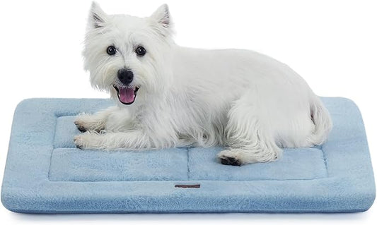 MADE 4 PETS Dog Crate Pad Bed for Small Dogs, Washable & Reversible, Anti-Slip Kennel Mat for Cozy Sleeping, Soft Fluffy Dog Bed for Indoor & Outdoor Use, 24"x18", Blue