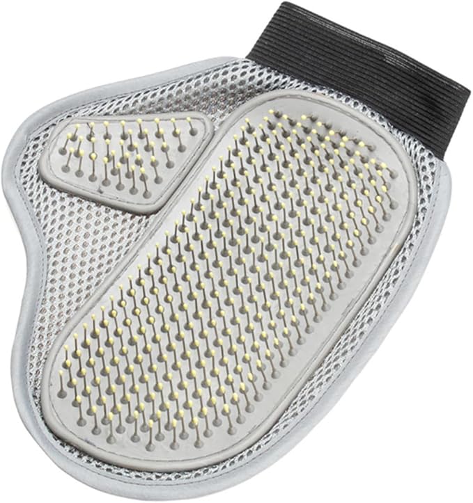 PET Grooming Glove Mitt for Dogs and Cats Dual-Sided Rubber Steel Needle Deshedding Tool Gentle Massage Bathing Glove for Short and Long Hair Pets