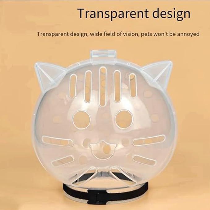 Cat Muzzle - Breathable Transparent Head Cover, Cat Grooming Muzzle for Safety and Comfort, Pet Accessory for Bathing and Shedding, Animal Category Lightweight Feature, Small Dogs Nail Trimming