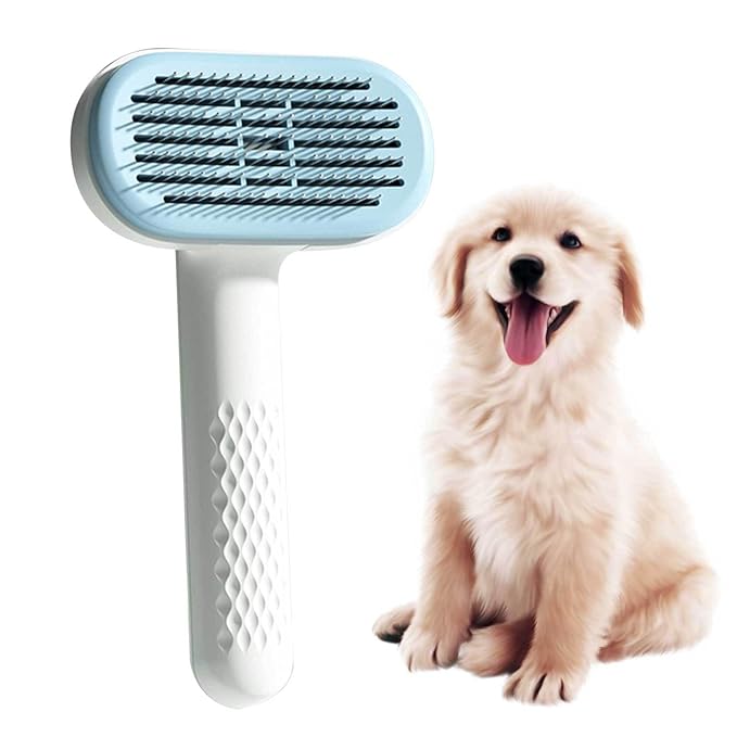 Cat Grooming Brush | Self Cleaning Slicker Tool for Dogs Cats - Comb Removes Loose Undercoat Mats Tangles Hair, Massage Pin Design Improves Circulation | for Home Salon Daily Care