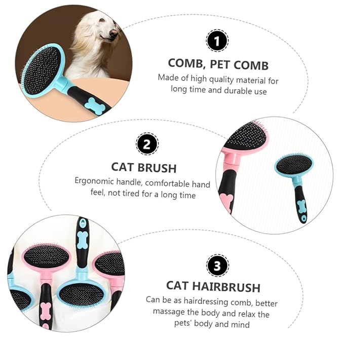 POPETPOP Cat Hairbrush Pet Supplies Comb Brush Cat Grooming Tool Soft Round Tips
