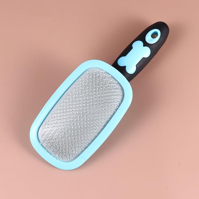 COHEALI Rotatable Pet Grooming Comb Large Blue with Massage Dots for Dogs Cats Ergonomic Hair Removal Tool for Tangle Detangling and Soothing Massage Bristles